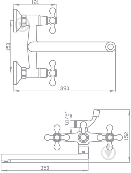 Смеситель для ванны Aqua Rodos Bath mixer Ideal 91701 - фото 2