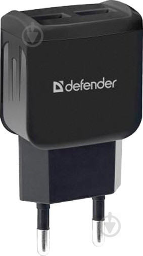 Мережевий зарядний пристрій Defender UPA-22 чорний 2xUSB 2.1А 83579 - фото 1