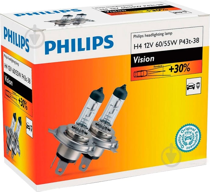 Автолампа галогенная Philips Vision 12342PRC2 H4 60/55 Вт 2 шт. (78028760) - фото 4