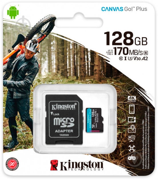 Карта памяти Kingston microSDXC 128 ГБ UHS-I Class 3 (U3) (SDCG3/128GB) Canvas Go! Plus V30 - фото 3