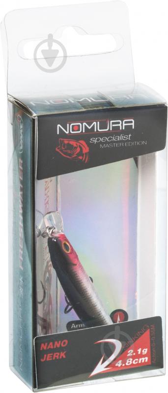 Воблер Nomura Nano Jerk 2,1 г 48 мм 004 black red shiner NM51100404 - фото 2