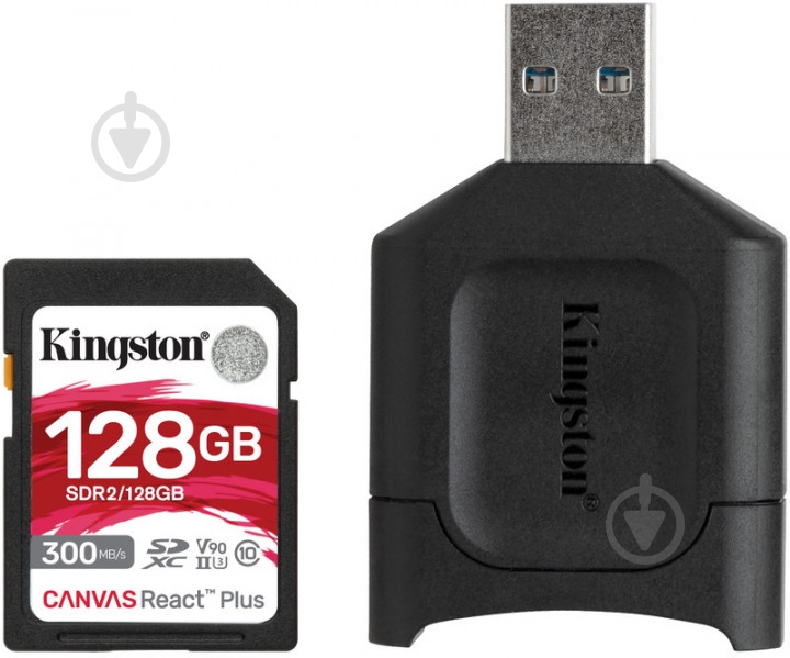 Карта памяти Kingston microSDXC 128 ГБ UHS-I Class 3 (U3) (MLPR2/128GB) React+ - фото 1