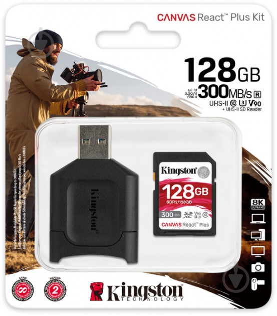 Карта памяти Kingston microSDXC 128 ГБ UHS-I Class 3 (U3) (MLPR2/128GB) React+ - фото 3