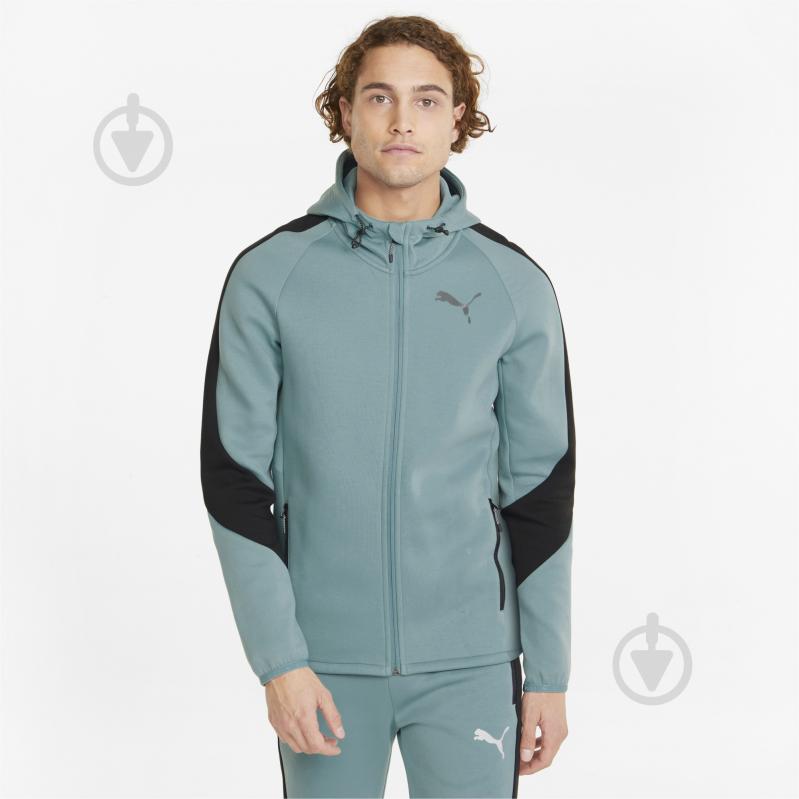 Джемпер Puma Evostripe Full-Zip Hoodie 84740150 р. S зелений - фото 1