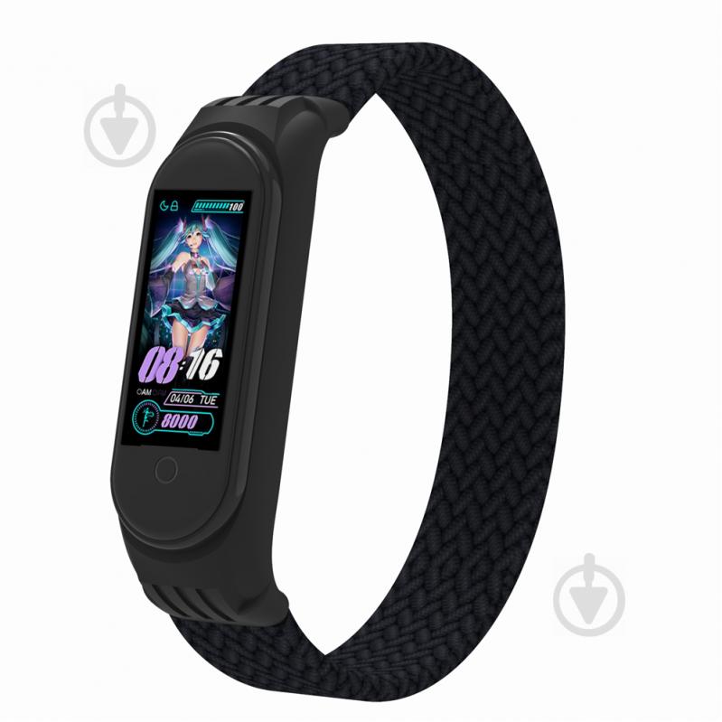 Ремінець для фітнес-браслета Armorstandart Braided Solo Loop для Xiaomi Mi Band 4/5/6 Black size L (ARM58763) - фото 1