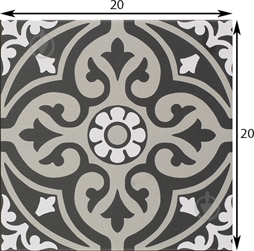 Плитка Mainzu Normandy Black Centro 20х20 см - фото 2