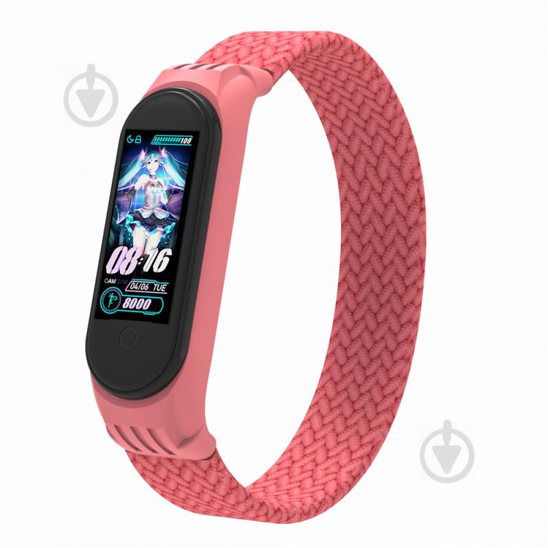 Ремінець для фітнес-браслета Armorstandart Braided Solo Loop для Xiaomi Mi Band 4/5/6 Pink size L (ARM58761) - фото 1