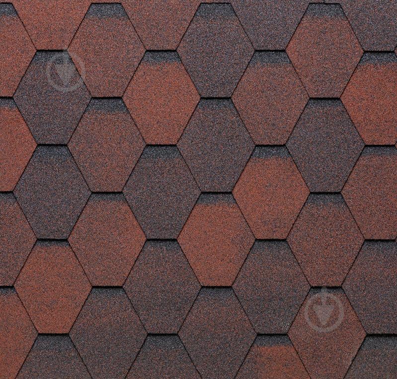 Бітумна черепиця гнучка TEGOLA ECO ROOF HEXAGONAL MIXED RED 2,3 кв.м - фото 1