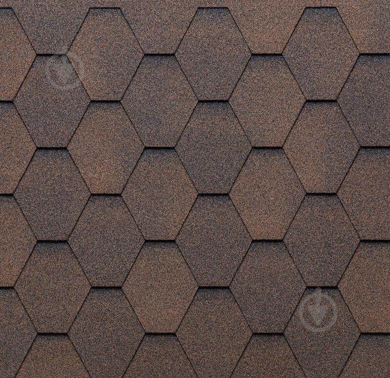 Бітумна черепиця TEGOLA ECO ROOF HEXAGONAL Mixed BROWN 2,3 кв.м - фото 1