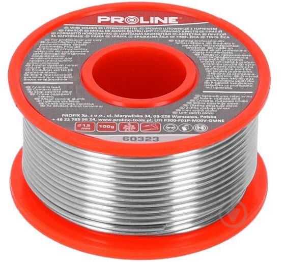 Припій Proline Sn60 Pb40 2.5% пруток флюсований 1 мм 60327 - фото 1 Припій Proline Sn60 Pb40 2.5% пруток флюсований 1 мм 60327 - фото 1