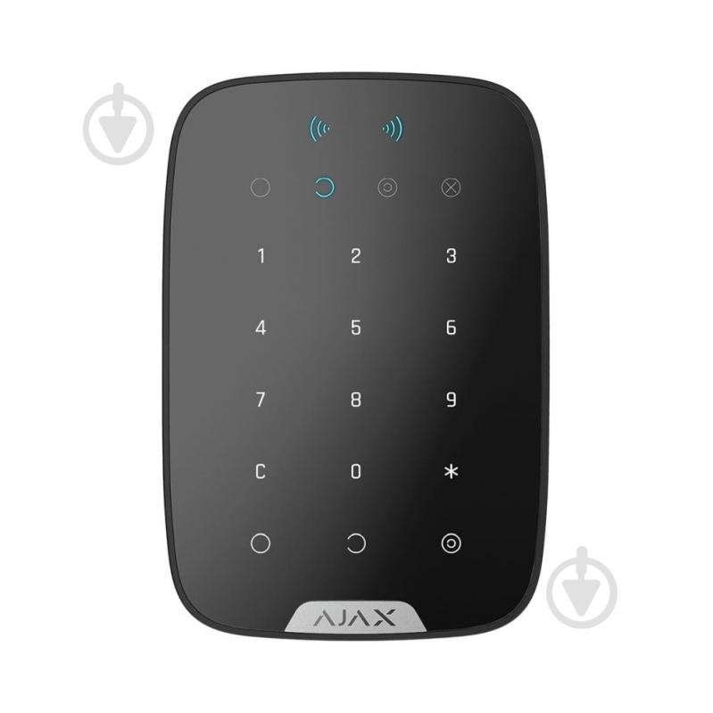 Панель сенсорна Ajax Keypad Plus (8EU) UA зі зчитувачем карток Pass і брелоків Tag чорний - фото 1