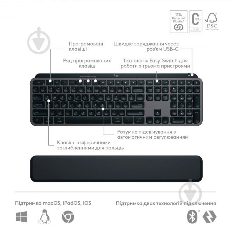 Комплект клавіатура + миша Logitech MX Keys S Combo L920-011614 - фото 2