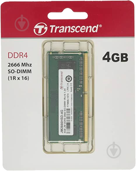 Оперативная память Transcend DDR4 SDRAM 4 GB (1x16GB) 2666 MHz (JM2666HSD-4G) - фото 2