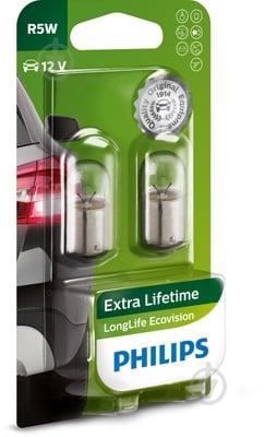 Автолампа розжарювання Philips LongLife EcoVision R5W 5 Вт 2 шт.(PS12821LLECOB2) - фото 1