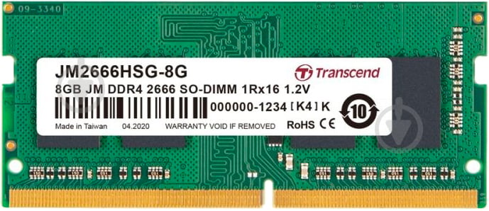 Оперативна пам'ять Transcend DDR4 SDRAM 8 GB (1x16GB) 2666 MHz (JM2666HSG-8G) - фото 1