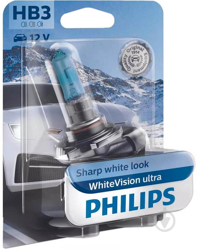 Автолампа галогенная Philips P20d WhiteVision ultra +60% HB3 60 Вт 1 шт.(PS 9005W VU B1) - фото 2