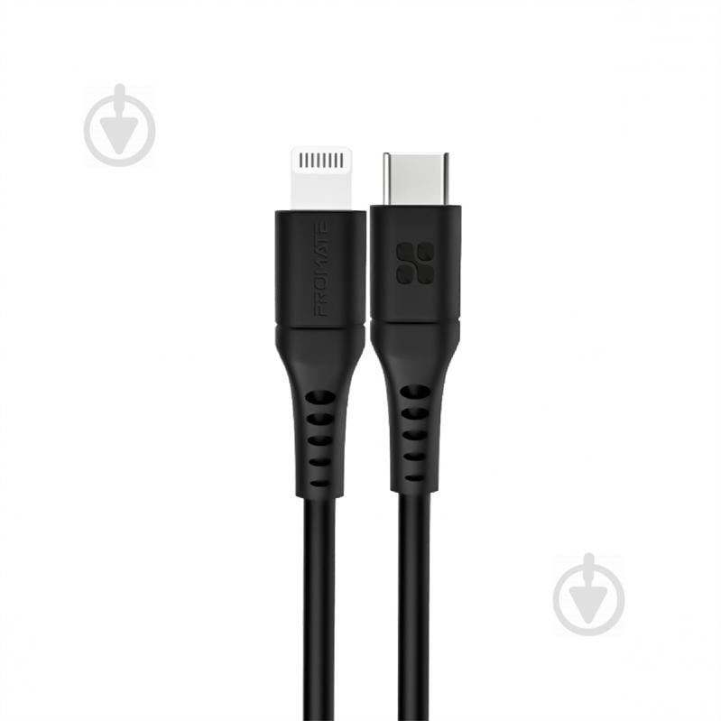 Кабель Promate PowerLink-200 USB-C to Lightning 3А 2 м черный (powerlink-200.black) - фото 1