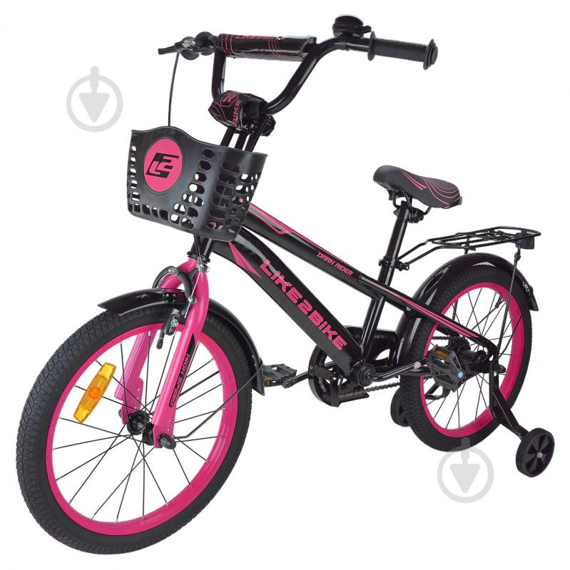 Велосипед детский Like2bike Dark Rider 18'' черно-розовый 241807 - фото 1