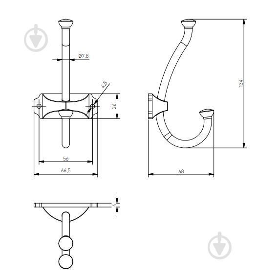 Крючок мебельный GTV CRAFT античное серебро - фото 2