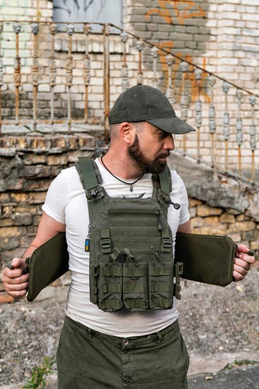 Плитоноска UKRTAC с системой быстрого сброса (Khaki), ткань Cordura 500 - фото 3