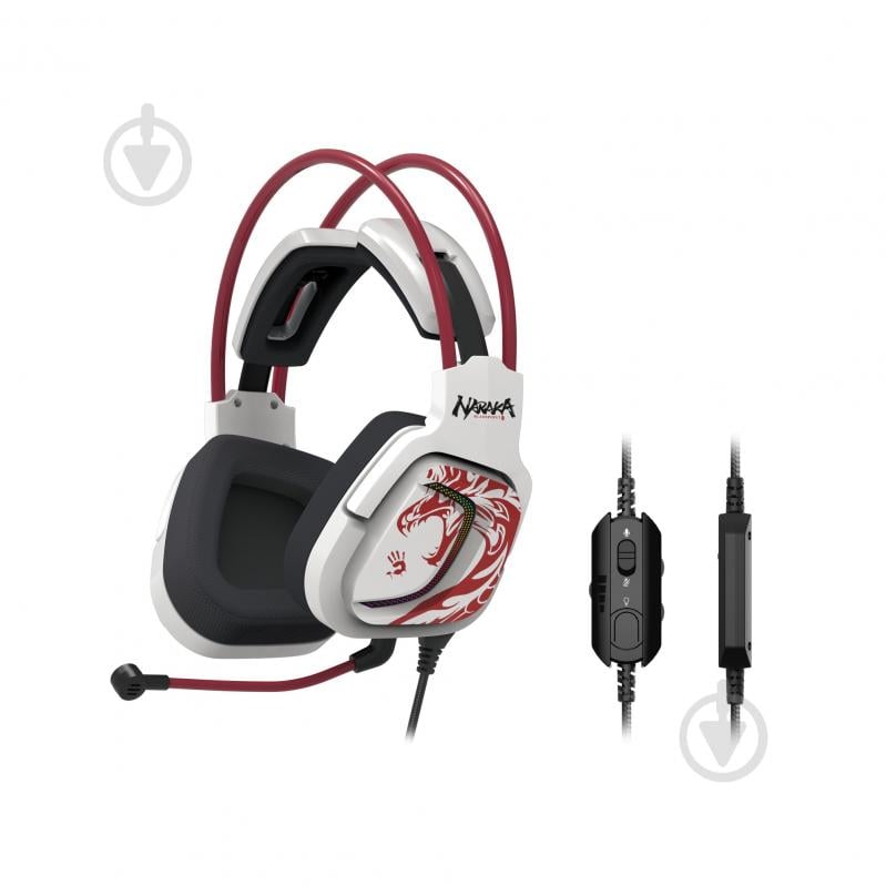 Гарнитура игровая A4Tech white/red (G575 Bloody (Naraka)) - фото 1