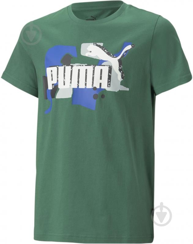 Футболка Puma ESS+ STREET ART LOGO TEE B 67327437 р.176 зелений - фото 1