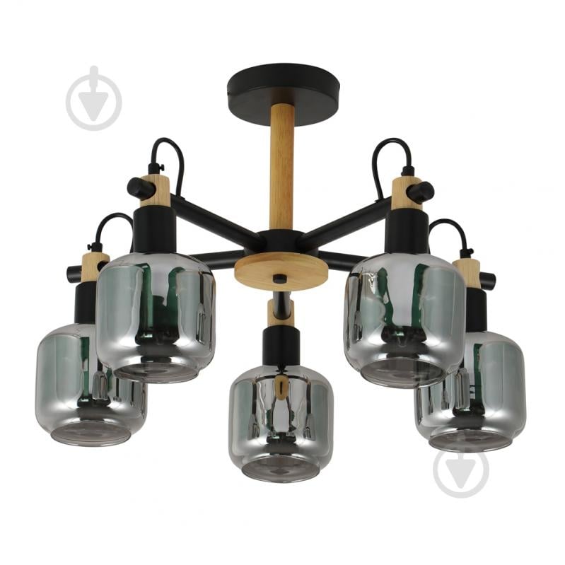 Люстра підвісна ARDERO Denver 5xE14 чорний/дерево BL1450-1 - фото 2