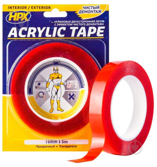 Монтажная двусторонняя лента HPX акриловая Acrylic Tape 19 мм x 5 м TT1905 - фото 1