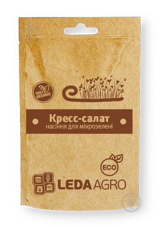 Набір для вирощування мікрозелені LedaAgro крес-салат 5 г (4820119797587) - фото 1