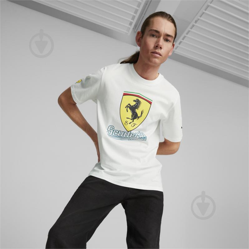 Футболка Puma FERRARI RACE BIG SHIELD TEE HERITAGE 53818604 р.2XL белый - фото 3