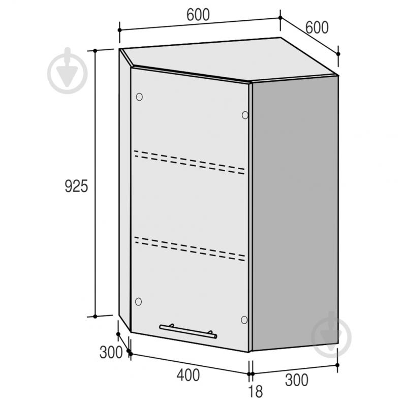Шкаф верхний угловой Руна МВУ 600х925х600 мм кремовый/белый ROKO - фото 2