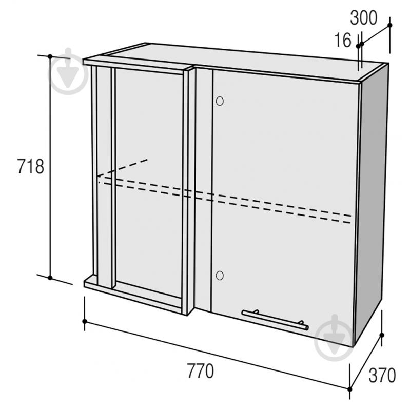 Шкаф верхний угловой Руна МВУ 770х718х370 мм арктика глянец/белый ROKO - фото 2