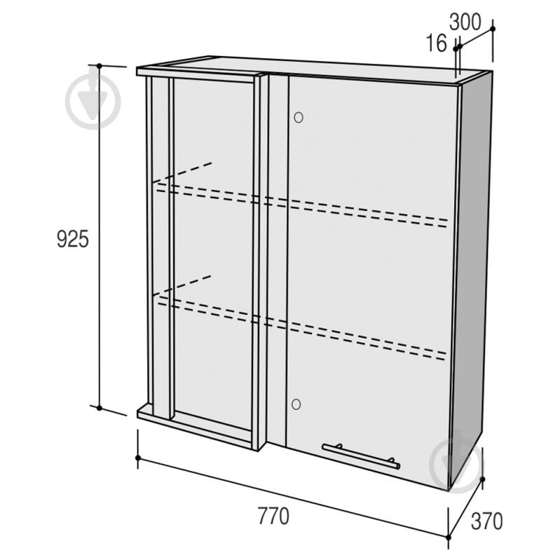Шафа верхня кутова Руна МВУ 770х925х370 мм арктика глянець/білий ROKO - фото 2