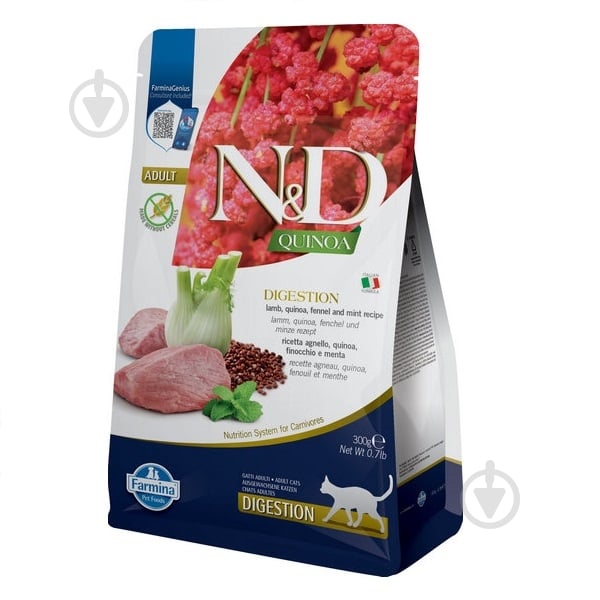 Корм сухий для котів Farmina N&D Quinoa Digestion ADULT з ягням та кіноа 300 г - фото 1 Корм сухий для котів Farmina N&D Quinoa Digestion ADULT з ягням та кіноа 300 г - фото 1