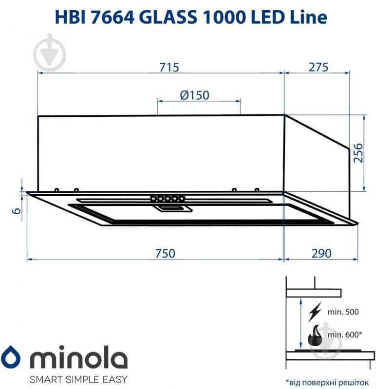 Витяжка Minola HBI 7664 WH GLASS 1000 LED Line - фото 11