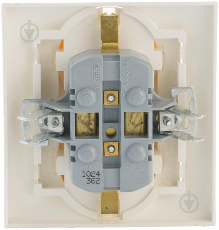 Розетка подвійна із заземленням Ospel Impresja 16 А 250 В без шторок кремовий - фото 3