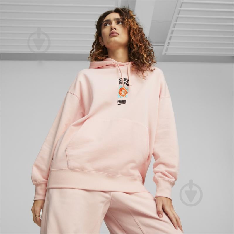 Джемпер Puma DOWNTOWN OVERSIZED GRAPHIC HOODIE TR 53836366 р.M оранжевый - фото 3