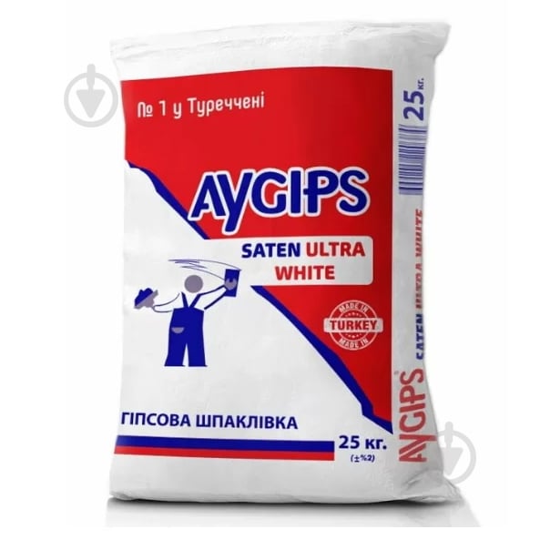 Шпаклівка AyGips гіпсова Saten Ultra White 25кг - фото 1