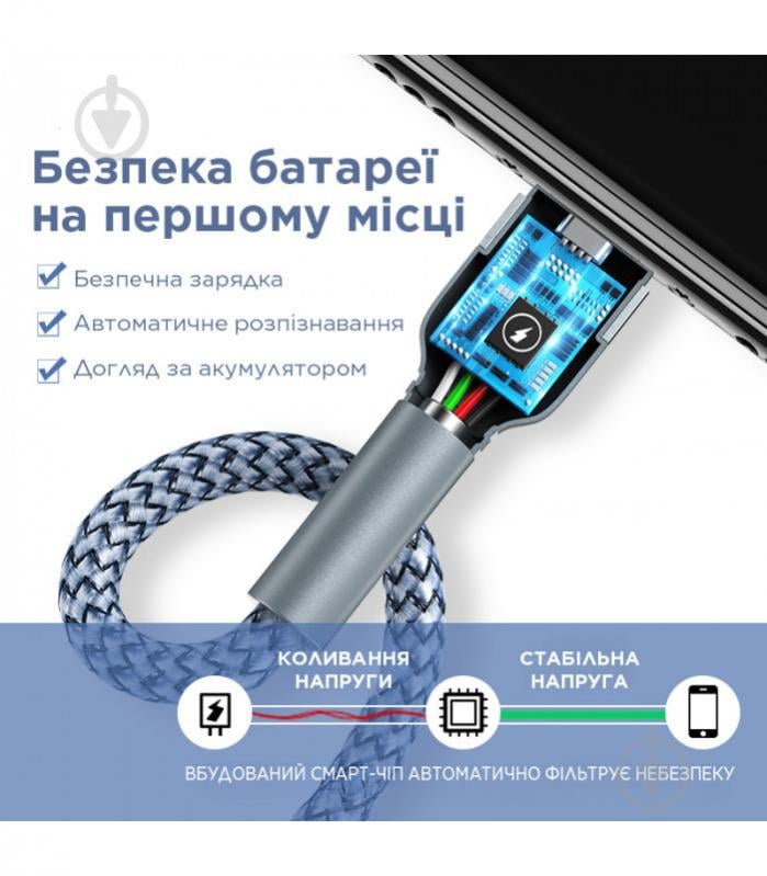 Кабель Remax Jany Series USB to Lightning 1 м сірий (RC-124i) - фото 4