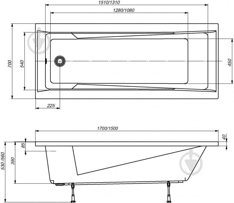 Ванна EGO 150х70 см Smart 150x70 см - фото 4