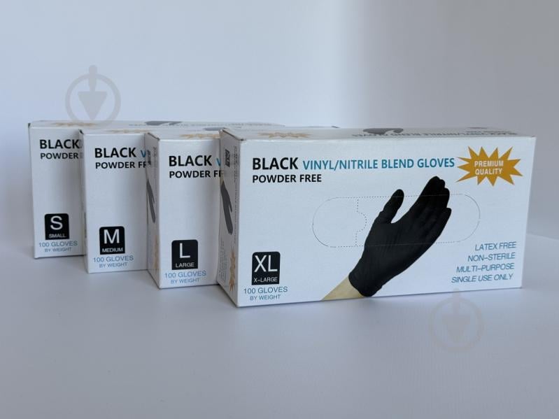 Рукавички медичні Care 365 вінілові чорні р.L 100 шт./уп. - фото 3 Рукавички медичні Care 365 вінілові чорні р.L 100 шт./уп. - фото 3