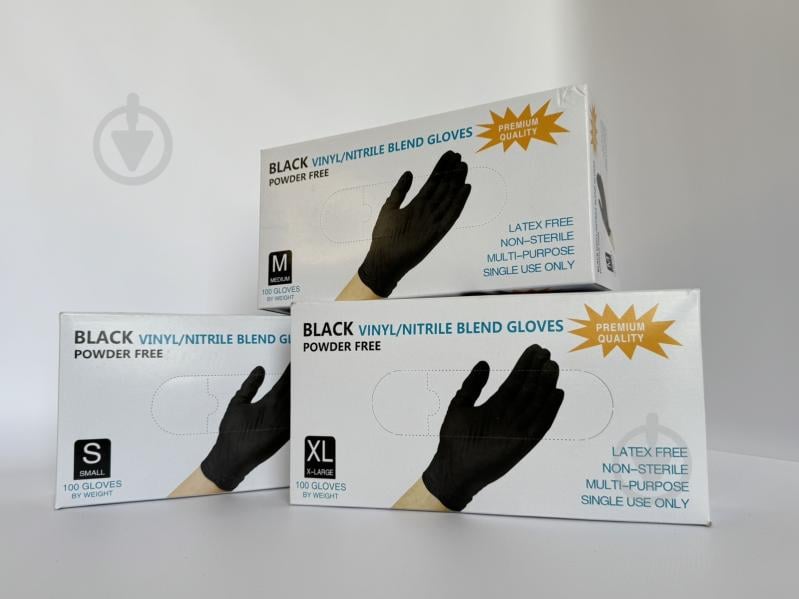 Рукавички медичні Care 365 вінілові чорні р.L 100 шт./уп. - фото 2 Рукавички медичні Care 365 вінілові чорні р.L 100 шт./уп. - фото 2