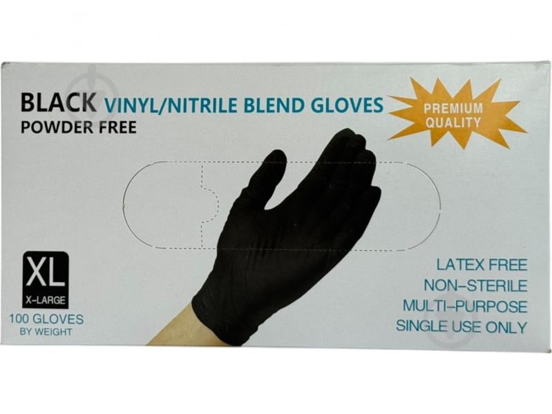 Рукавички медичні Care 365 вінілові чорні р.XL 100 шт./уп. - фото 1 Рукавички медичні Care 365 вінілові чорні р.XL 100 шт./уп. - фото 1