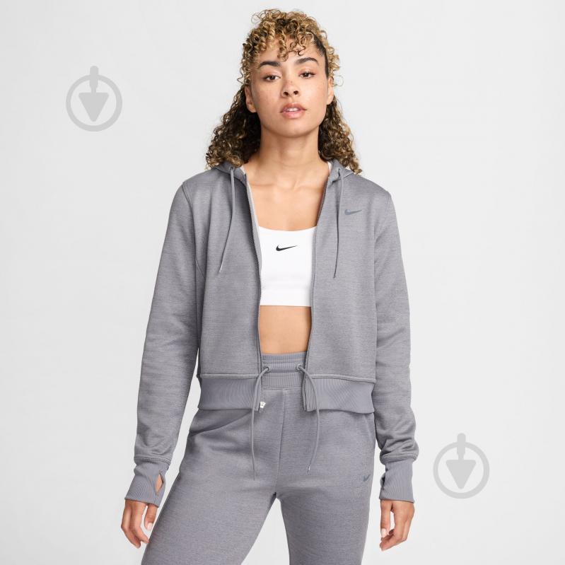 Джемпер Nike W NK ONE TF FZ HOODIE LBR FB5216-091 р.S серый - фото 1