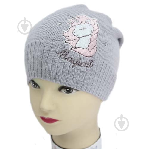 Шапочка дитяча для дівчинки Luna Kids р.48-50 сірий 2274 - фото 1 Шапочка дитяча для дівчинки Luna Kids р.48-50 сірий 2274 - фото 1