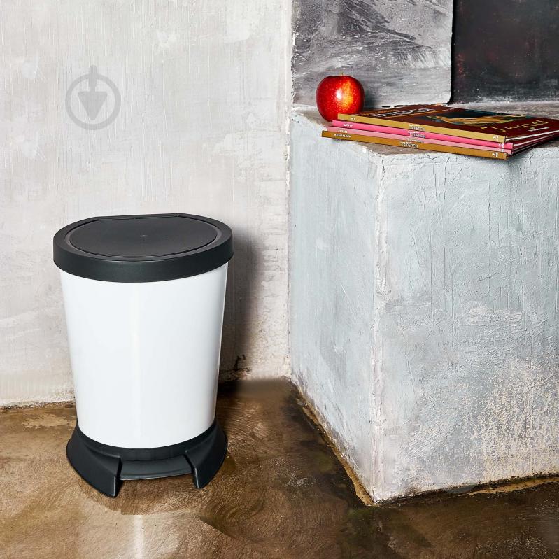 Ведро для мусора Алеана с педалью 10 л белый 124065 - фото 4
