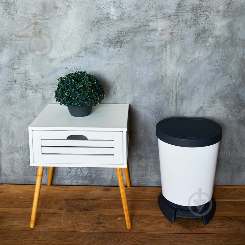 Ведро для мусора Алеана с педалью 10 л белый 124065 - фото 5