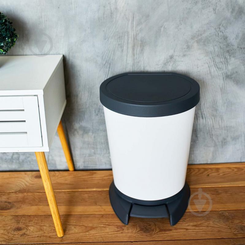 Ведро для мусора Алеана с педалью 10 л белый 124065 - фото 6