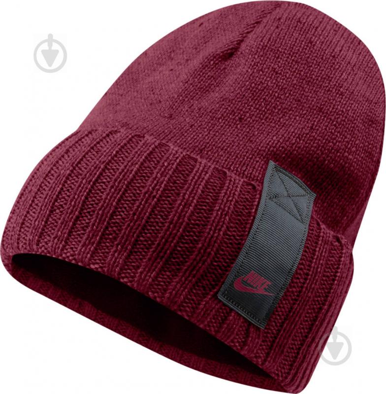 Шапка Nike U Nsw Beanie Cuffed Fut Utl CW6322-638 р.one size бордовый - фото 1