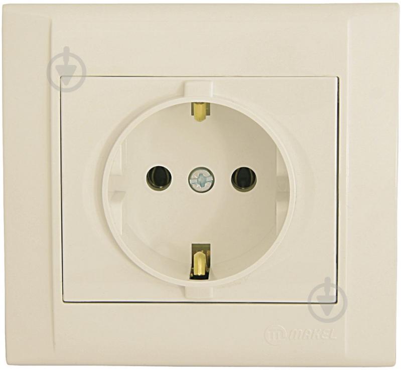 ? Розетка с заземлением Makel Defne без шторок кремовый 42010028 ...